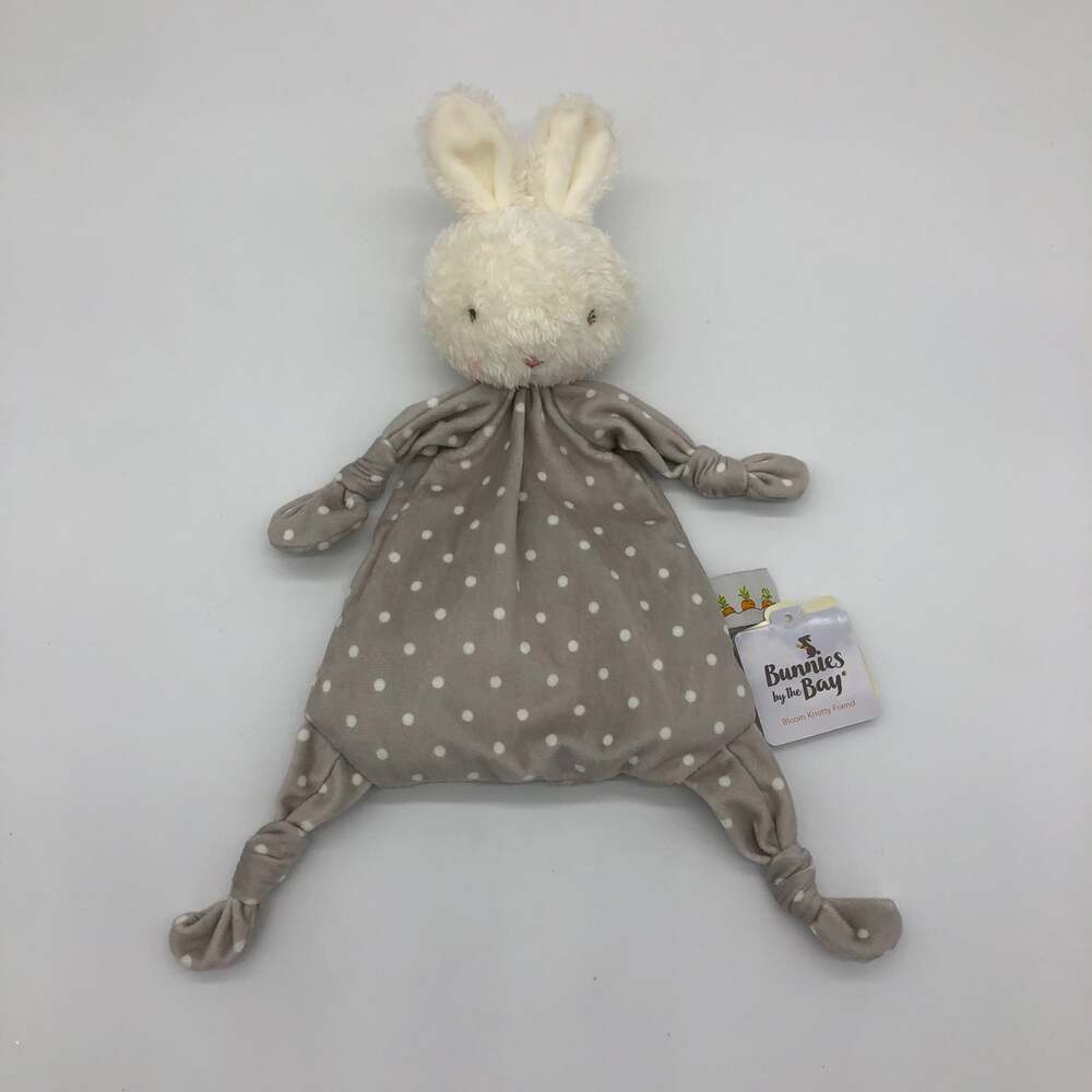 Bunnies By The Bay Bloom Knotty Friend Bunny Security Blanket Gray Polka Dot New